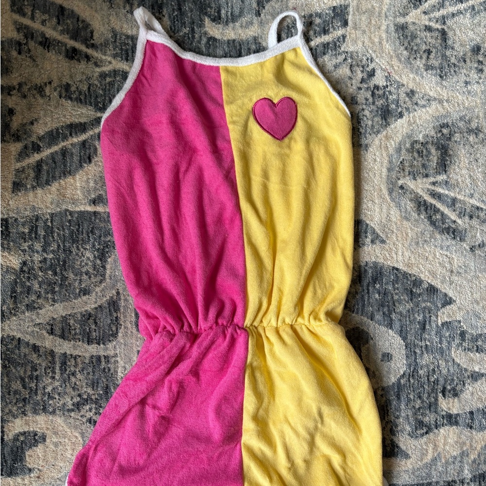 Lola + The Boys Pink and Yellow Heart Jumpsuit